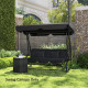 Outsunny Garden Swing Canopy Replacement 3 Seater, Waterproof Garden Swing Seat Canopy Cover, Windproof Anti-UV Sun Shade (Canop