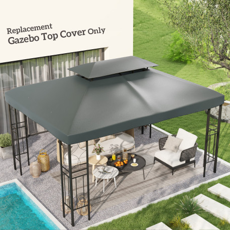 Outsunny Gazebo Roof Replacement, for 3 x 4m Frames - Grey