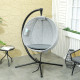Outsunny Hanging Egg Chair Outdoor Indoor Garden Swing Chair with Folding Basket, Garden Hanging Chair with Stand, Thickened Cus