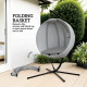 Outsunny Hanging Egg Chair Outdoor Indoor Garden Swing Chair with Folding Basket, Garden Hanging Chair with Stand, Thickened Cus