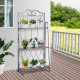 Outsunny Indoor Outdoor Freestanding 3-Tier Garden Plant Stand Metal Flower Display Rack for Potted Plants Balcony Décor 44L x 2