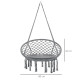 Outsunny Outdoor Cotton-Polyester Blend Macrame Hanging Rope Chair with Cushion, Portable Garden Chair with Fringe Tassels for P
