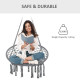 Outsunny Outdoor Cotton-Polyester Blend Macrame Hanging Rope Chair with Cushion, Portable Garden Chair with Fringe Tassels for P