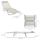 Outsunny Outdoor Foldable Sun Lounger, Adjustable Backrest Garden Recliner Sun Lounger Chair with Headrest Pillow, Beige