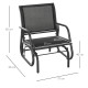 Outsunny Outdoor Gliding Swing Chair Garden Seat w/ Mesh Seat Curved Back Steel Frame Armrests Comfortable Lounge Furniture Dark