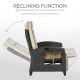Outsunny Outdoor Recliner Chair with Adjustable Backrest and Footrest, Cushion, Side Tray, Khaki