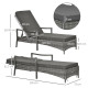 Outsunny Patio Rattan Sun Lounger, Dual Wicker Weave Outdoor Single Reclining Chair Furniture, 4-Level Adjustable Backrest w/ Re