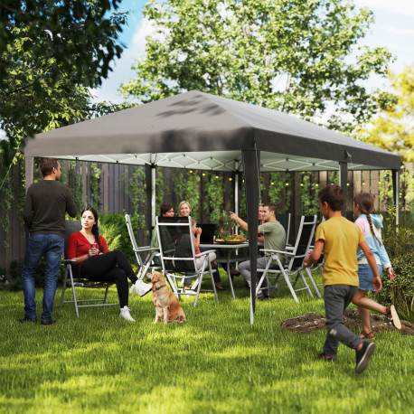 Outsunny Pop Up Gazebo, Double Roof Foldable Canopy Tent, Height Adjustable Wedding Awning Canopy w/ Carrying Bag, 6 m x 3 m x 2
