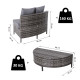 Outsunny Rattan Garden Furniture 4 Seaters Half-round Patio Outdoor Sofa &amp; Table Set Wicker Weave Conservatory Cushioned Seat wi