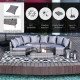 Outsunny Rattan Garden Furniture 4 Seaters Half-round Patio Outdoor Sofa &amp; Table Set Wicker Weave Conservatory Cushioned Seat wi
