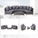 Outsunny Rattan Garden Furniture 4 Seaters Half-round Patio Outdoor Sofa &amp; Table Set Wicker Weave Conservatory Cushioned Seat wi
