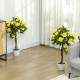 Outsunny Set of 2 Artificial Plants White Rose Floral in Pot, Fake Plants for Home Indoor Outdoor Decor, 90cm, Yellow