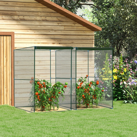 Outsunny Set of 2 Fruit Cage Bird Netting, Vegetable Plant Protection Tent with Zipped Door, Anti Bird, Insects, Small Animals, 