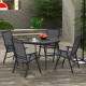 Outsunny Set of 4 Folding Garden Chairs, Metal Frame Garden Chairs Outdoor Patio Park Dining Seat with Breathable Mesh Seat, Dar