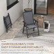 Outsunny Set of 4 Folding Garden Chairs, Metal Frame Garden Chairs Outdoor Patio Park Dining Seat with Breathable Mesh Seat, Dar