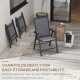Outsunny Set of 6 Folding Garden Chairs, Metal Frame Garden Chairs Outdoor Patio Park Dining Seat with Breathable Mesh Seat, Dar