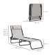 Outsunny Set of Two Folding Sun Loungers, with Four-Position Backs - Cream
