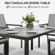 Outsunny Seven-Piece Metal Dining Set, with Glass-Top Table - Grey