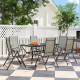 Outsunny Seven-Piece Steel Outdoor Dining Set, with Parasol Hole - Khaki