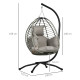 Outsunny Single Rattan Hanging Egg Chair, with Seat Cushion - Grey