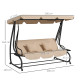 Outsunny Three-Person garden Swing Chair, with Adjustable Canopy - Light Brown