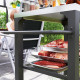 Outsunny Three-Shelf Outdoor Grill Cart with Stainless Steel Top, Outdoor Kitchen Island with 4 Wheels, 3 Hooks, Movable Food Pr