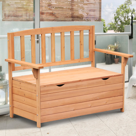 Outsunny Two-Seater Garden Storage Bench - Natural