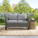 Outsunny Two-Seater Rattan Outdoor Sofa - Dark Grey