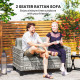 Outsunny Two-Seater Rattan Outdoor Sofa - Light Grey