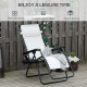 Outsunny Zero Gravity Garden Folding Patio Sun Lounger w/Cup Holder &amp; Canopy Shade White