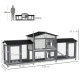 PawHut 2-Tier Large Rabbit Hutch Outdoor with Double Side Run Boxes, No-leak Plastic Tray, Ramp, 230 x 53 x 93.5cm, Light Grey