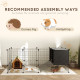 PawHut DIY Small Animal Cage with Elevated Huts, C&amp;C Cage for Guinea Pigs, Hedgehogs, Rabbits, 31 Panels, Black
