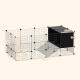 PawHut DIY Small Animal Cage with Elevated Huts, C&amp;C Cage for Guinea Pigs, Hedgehogs, Rabbits, 31 Panels, Black