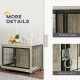 PawHut Dog Crate Furniture with Wheels, Double Doors, for Large Dogs, 100 x 60 x 73.5cm, Grey