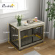 PawHut Dog Crate Furniture with Wheels, Double Doors, for Large Dogs, 100 x 60 x 73.5cm, Grey