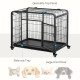 PawHut Metal Dog Cage Kennel Locking Door &amp; Wheels Removable Tray Openable Top For Medium Pets 94 x 58 x 69.5 cm