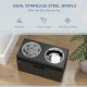 PawHut Raised Dog Bowl with Slow Feeder &amp; 2 Stainless Steel Dog Bowl, 25L Storage Drawer, for Large &amp; Extra Large Dogs, Black
