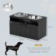 PawHut Raised Dog Bowl with Slow Feeder &amp; 2 Stainless Steel Dog Bowl, 25L Storage Drawer, for Large &amp; Extra Large Dogs, Black