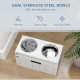 PawHut Raised Dog Bowl with Slow Feeder &amp; 2 Stainless Steel Dog Bowl, 25L Storage Drawer, for Large &amp; Extra Large Dogs, White