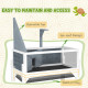 PawHut Wooden Tortoise House with Storage Shelf, Clear Observation Windows, Lamp Holder, Openable Top, Built-in Tray, Grey