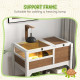PawHut Wooden Tortoise House, with Shelter, Run, Shelf, Lamp Holder, Tray - Brown