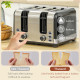 Polished Metal Kettle and Toaster Set - Black