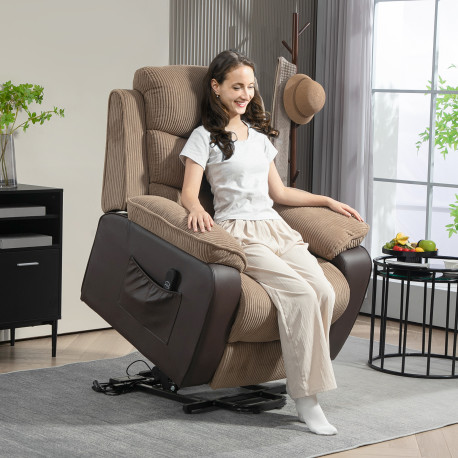 Power Lift Recliner Chair for Elderly, Patchwork Design Oversized Electric Riser and Recliner Armchair for Living Room with Remo