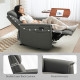 Recliner Armchair with Thick Padded Spring Cushion, Microfibre Manual Reclining Chair with Adjustable Leg Rest, Side Pockets for