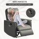 Recliner Armchair with Thick Padded Spring Cushion, Microfibre Manual Reclining Chair with Adjustable Leg Rest, Side Pockets for