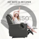 Recliner Armchair with Thick Padded Spring Cushion, Microfibre Manual Reclining Chair with Adjustable Leg Rest, Side Pockets for