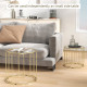 Round Coffee Table Set of 2, Glass Nest of Tables with Metal Frame and Tempered Glass Tabletop, Modern Side Tables for Living Ro