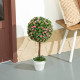 Set of 2 Decorative Artificial Plants, Ball Topiary Tree with Rose Flower in Pot, Fake Plants for Home Indoor Outdoor Decor, 60c