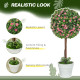 Set of 2 Decorative Artificial Plants, Ball Topiary Tree with Rose Flower in Pot, Fake Plants for Home Indoor Outdoor Decor, 60c