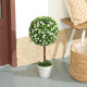 Set of 2 Decorative Artificial Plants, Ball Topiary Tree with Rose Flower in Pot, Fake Plants for Home Indoor Outdoor Decor, 60c